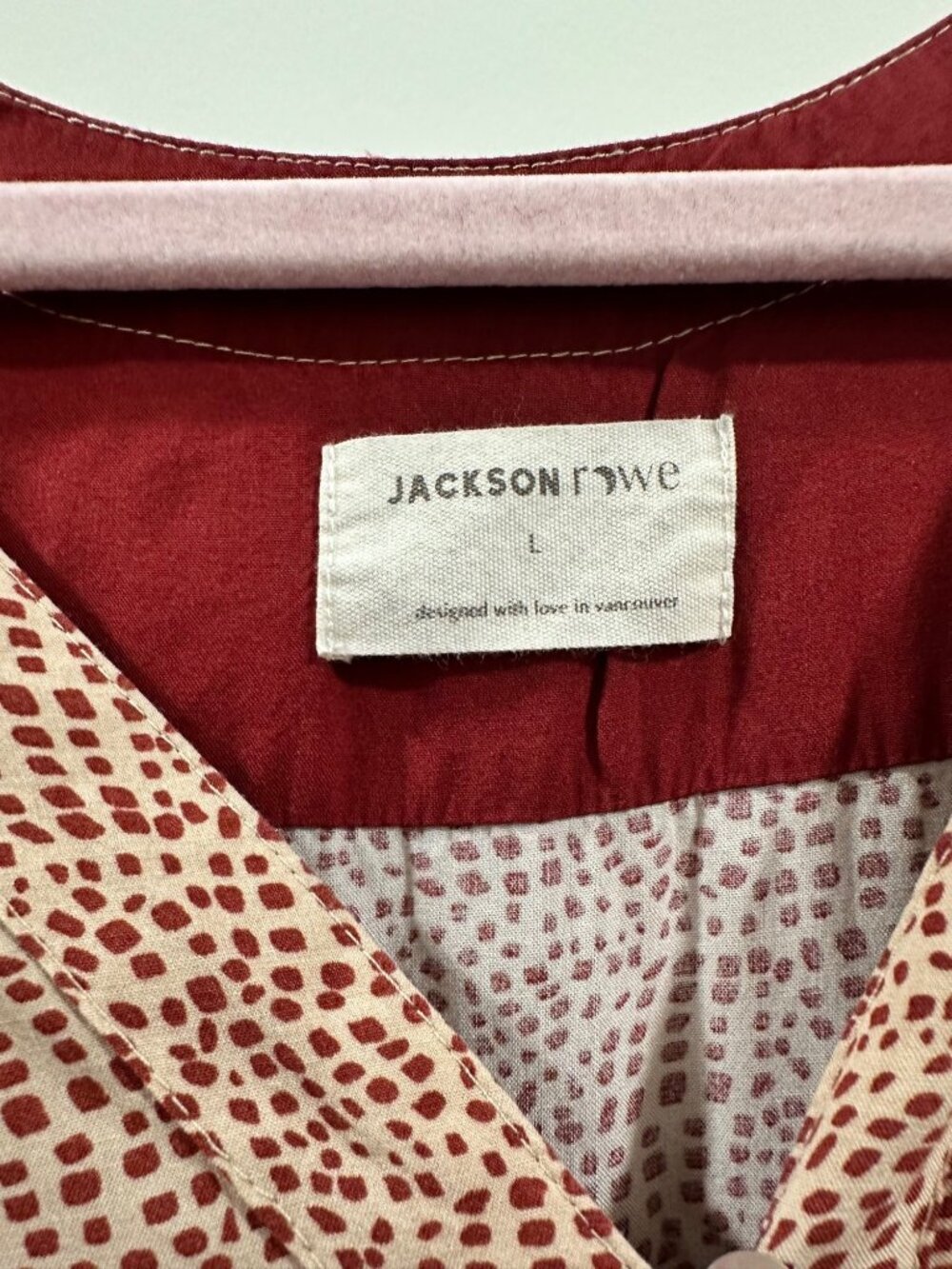 Jackson Rowe Red & Beige Patterned Maxi Dress With Button Front & Tie Waist - Picture 3 of 9